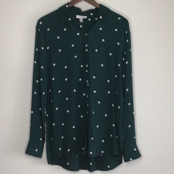 Topshop Oversized Polka Dot Button Up Top Sz 6 - Picture 3 of 8